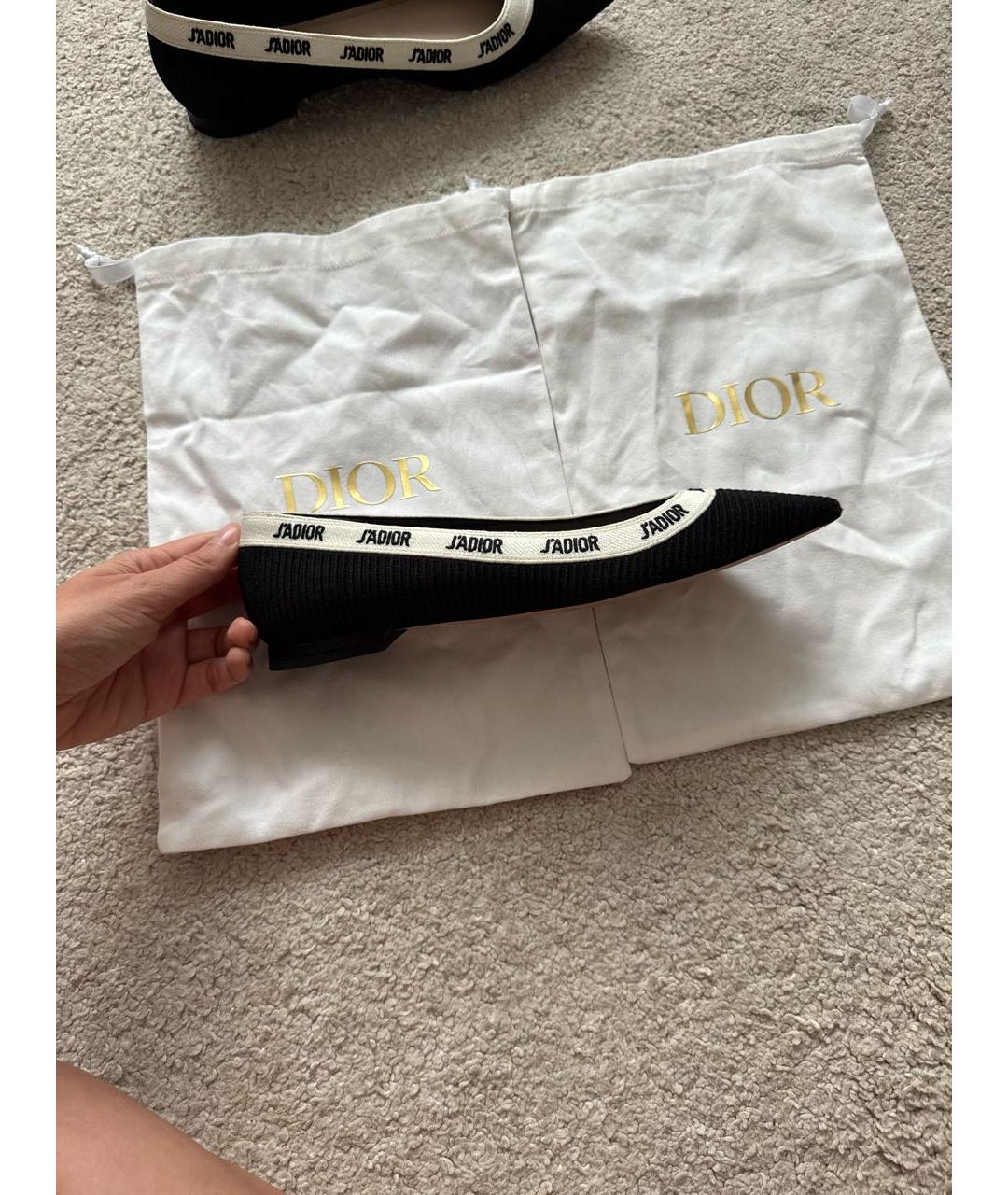 CHRISTIAN DIOR Черные текстильные балетки, фото 8