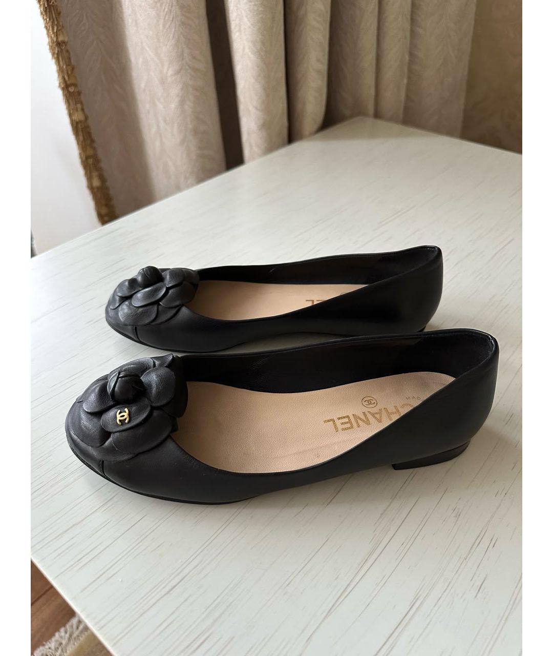CHANEL Черные кожаные балетки, фото 5