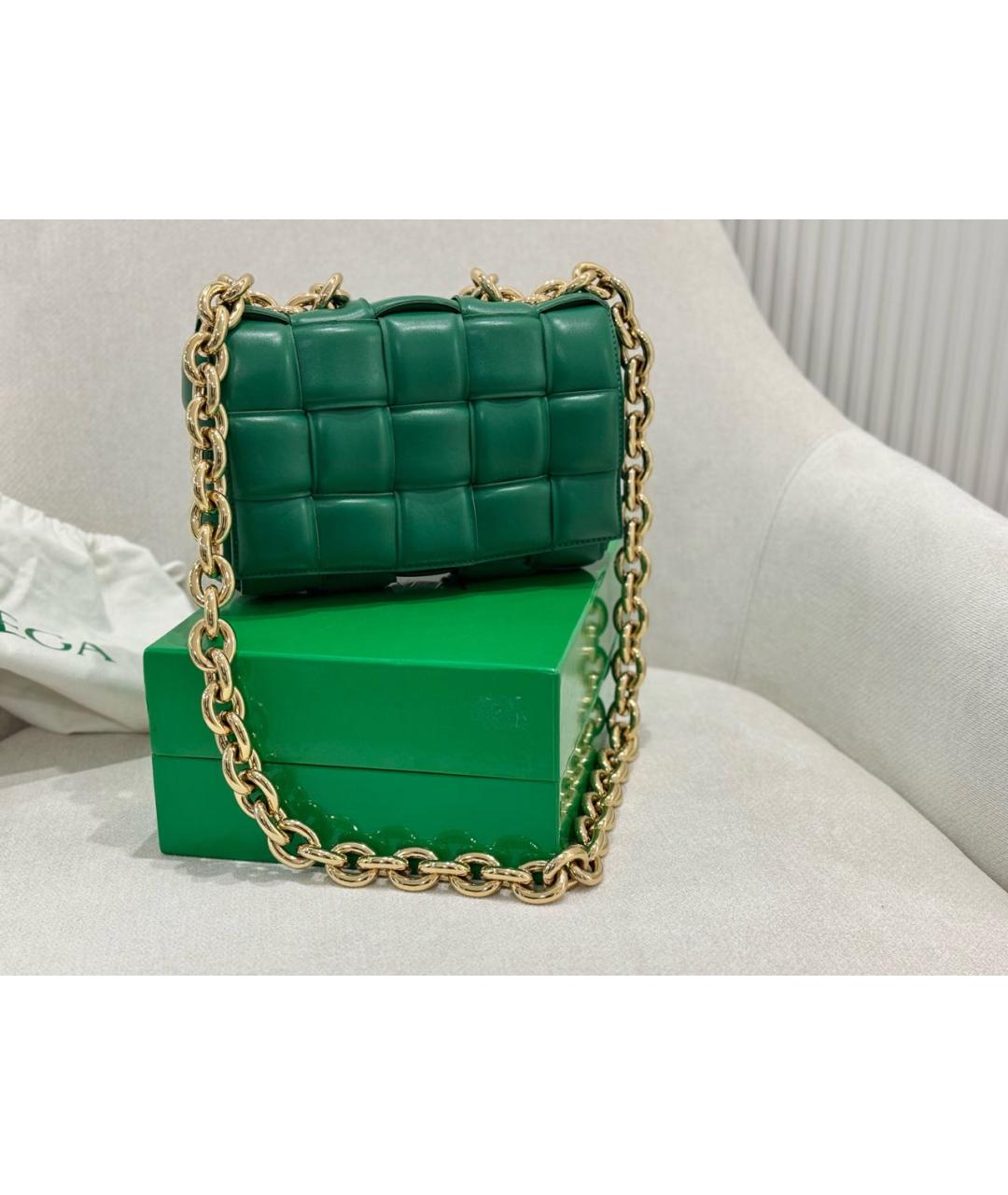 BOTTEGA VENETA Зеленая кожаная сумка через плечо, фото 8