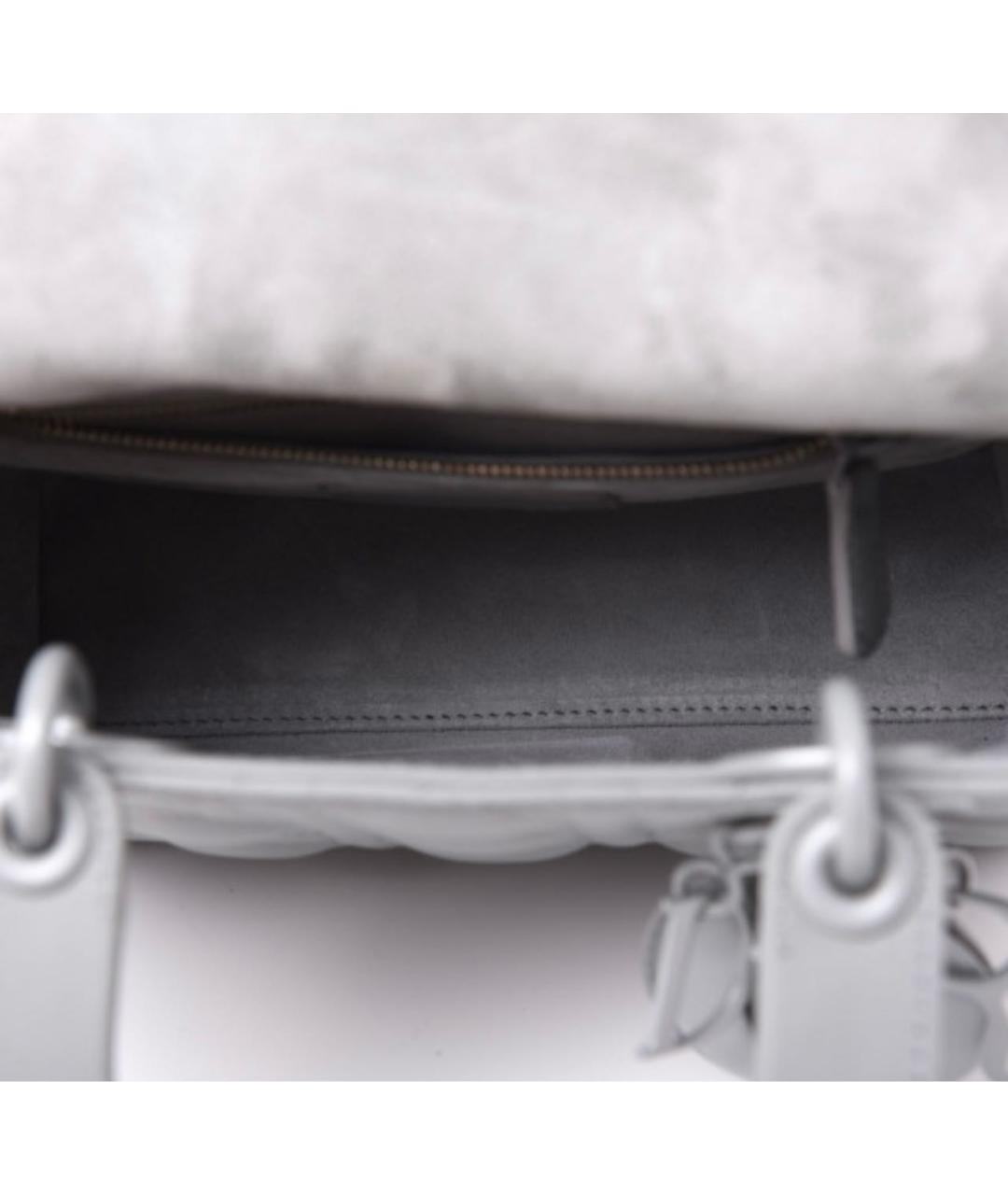 CHRISTIAN DIOR Серая кожаная сумка с короткими ручками, фото 4