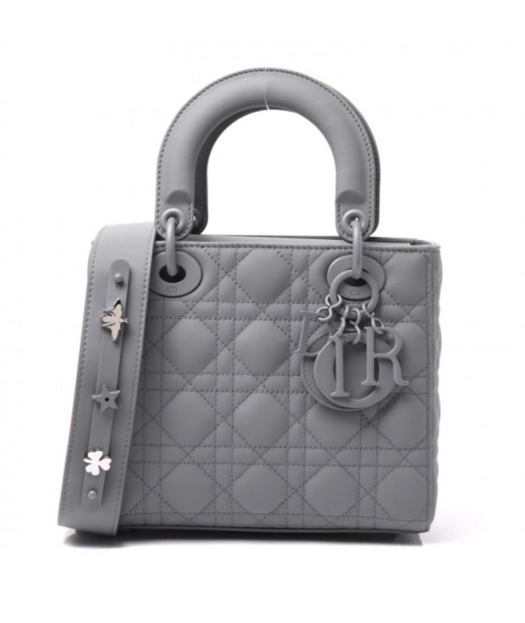 CHRISTIAN DIOR Серая кожаная сумка с короткими ручками, фото 1