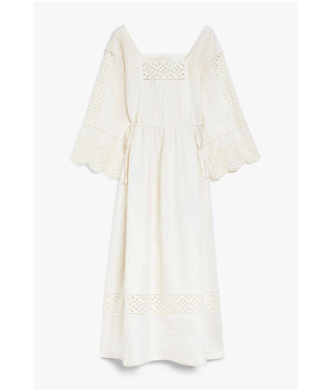 WEEKEND MAX MARA Белое льняное повседневное платье, фото 9