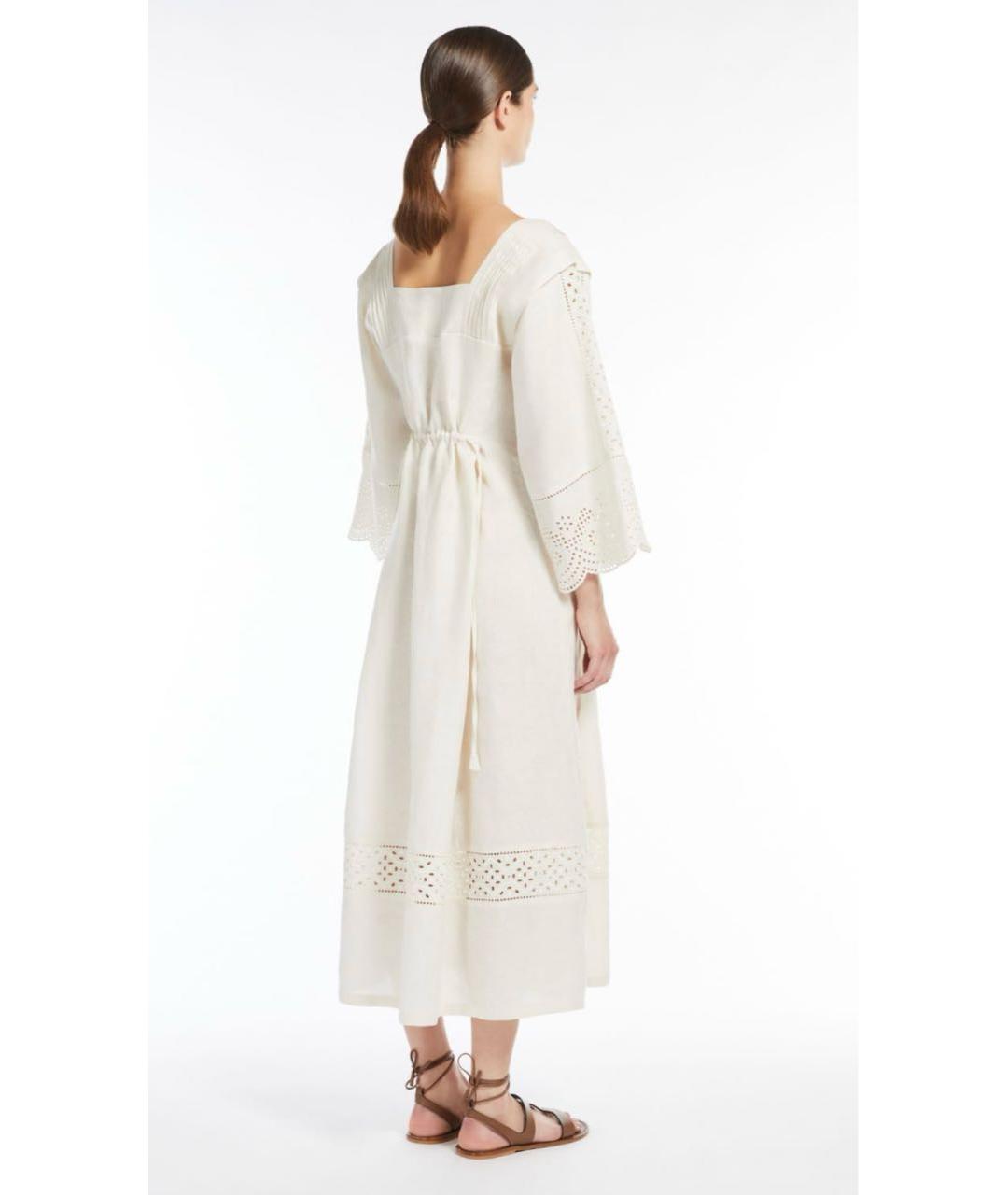WEEKEND MAX MARA Белое льняное повседневное платье, фото 3