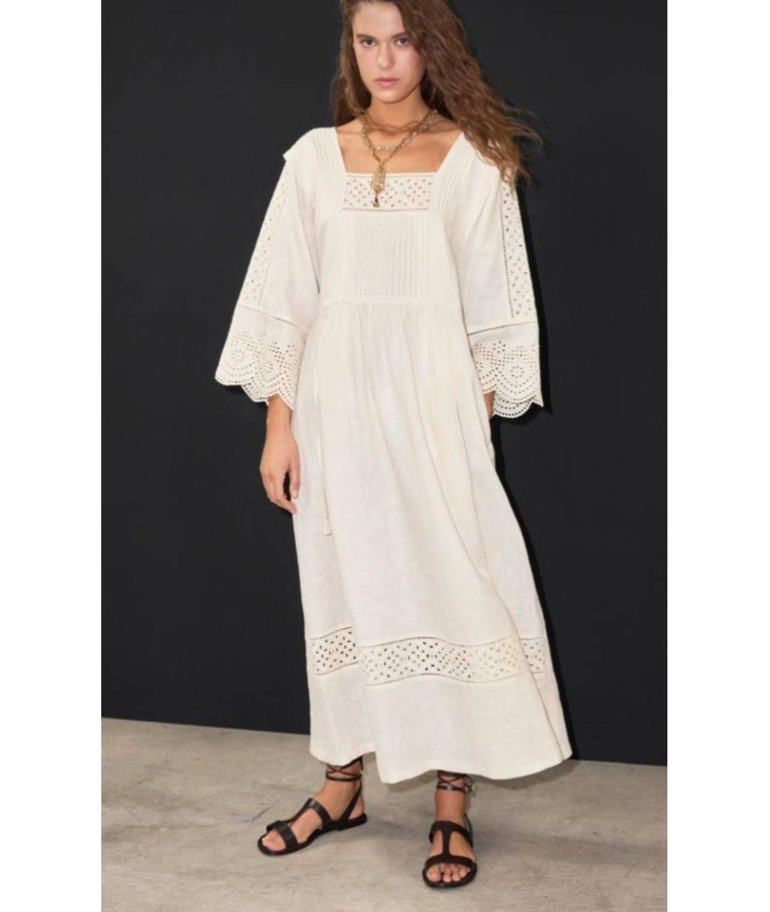 WEEKEND MAX MARA Белое льняное повседневное платье, фото 5