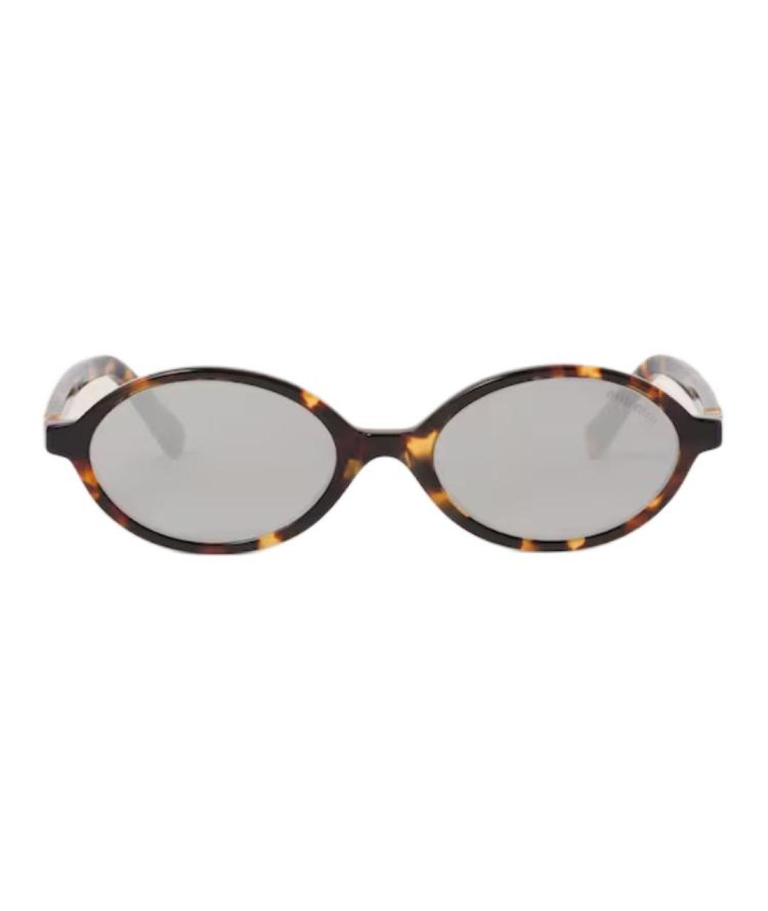 MIU MIU Коричневые пластиковые солнцезащитные очки, фото 1