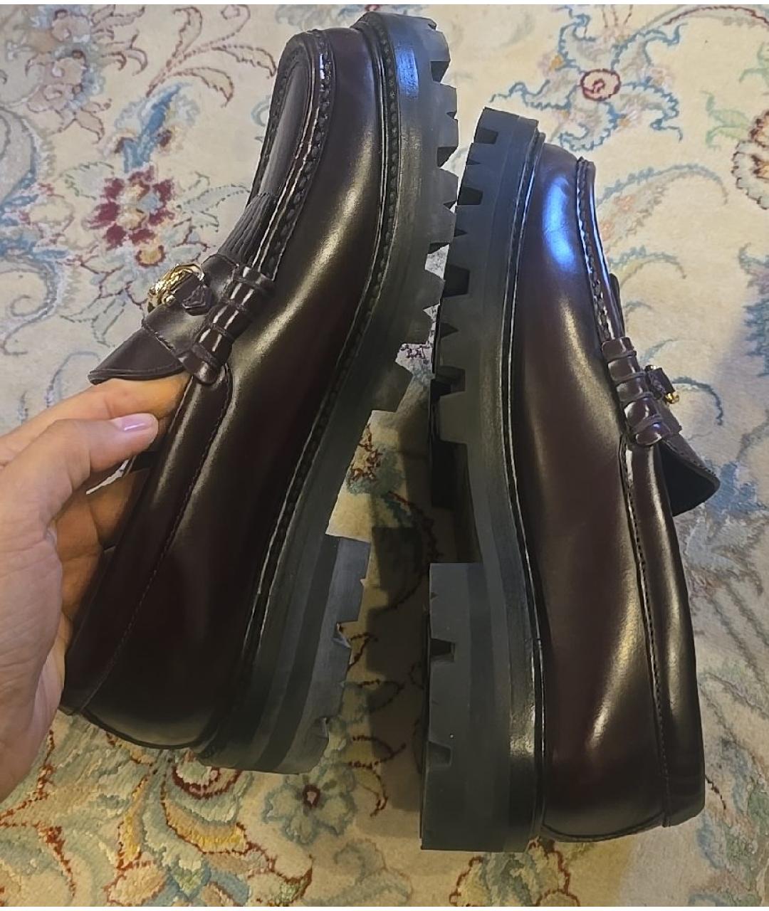 CELINE Бордовые кожаные лоферы, фото 4