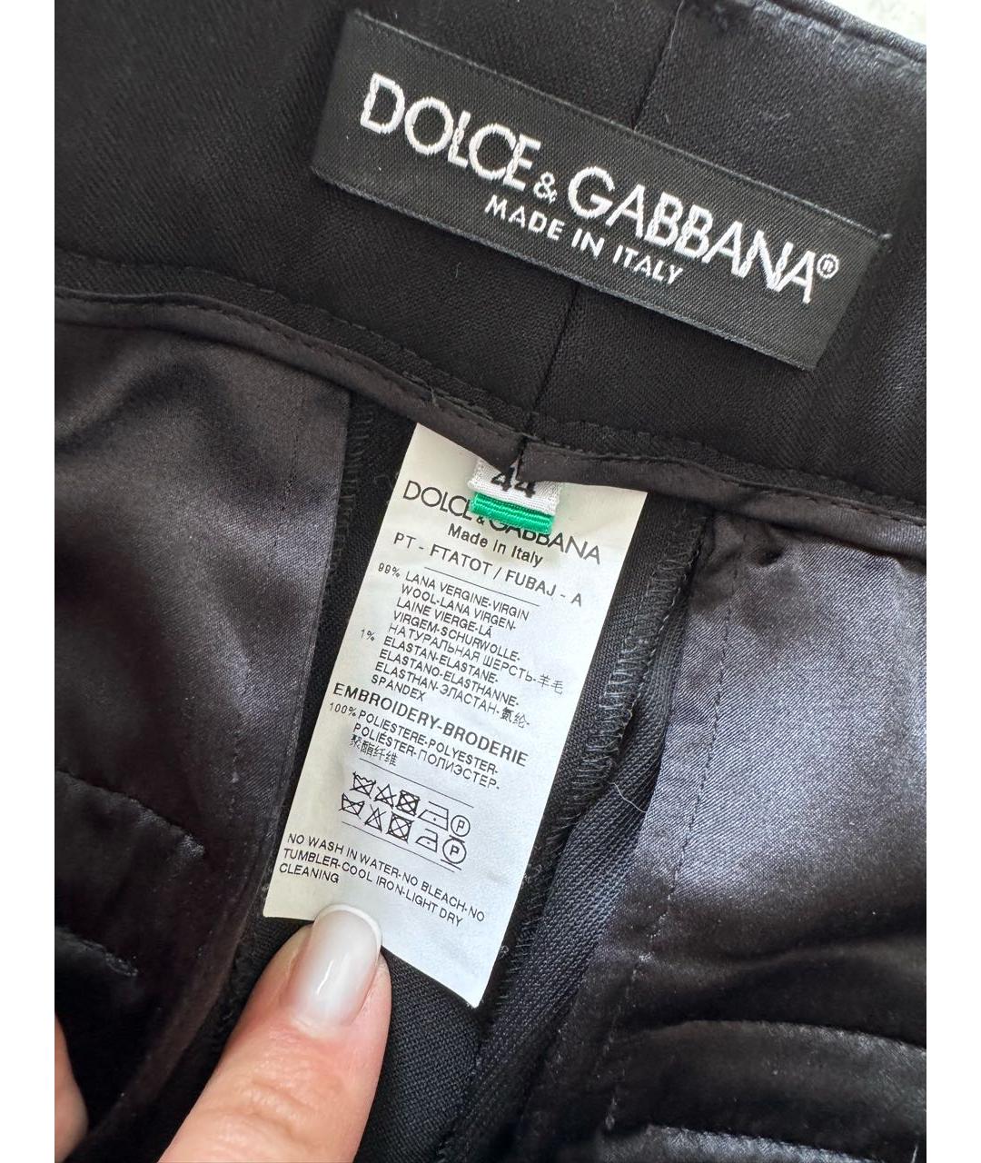 DOLCE&GABBANA Черные шерстяные прямые брюки, фото 6