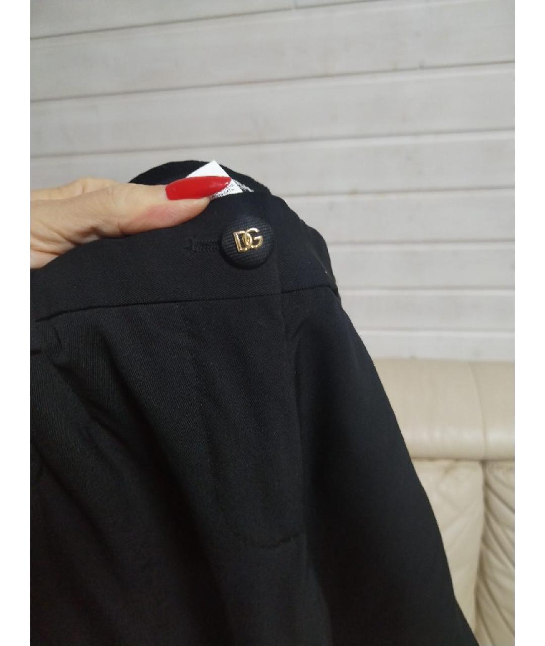 DOLCE&GABBANA Черные шерстяные прямые брюки, фото 3