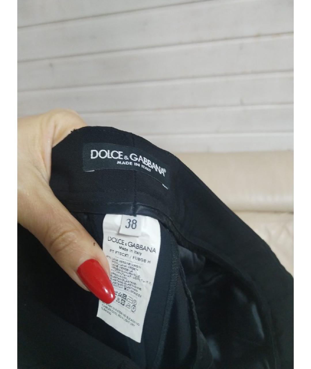 DOLCE&GABBANA Черные шерстяные прямые брюки, фото 5