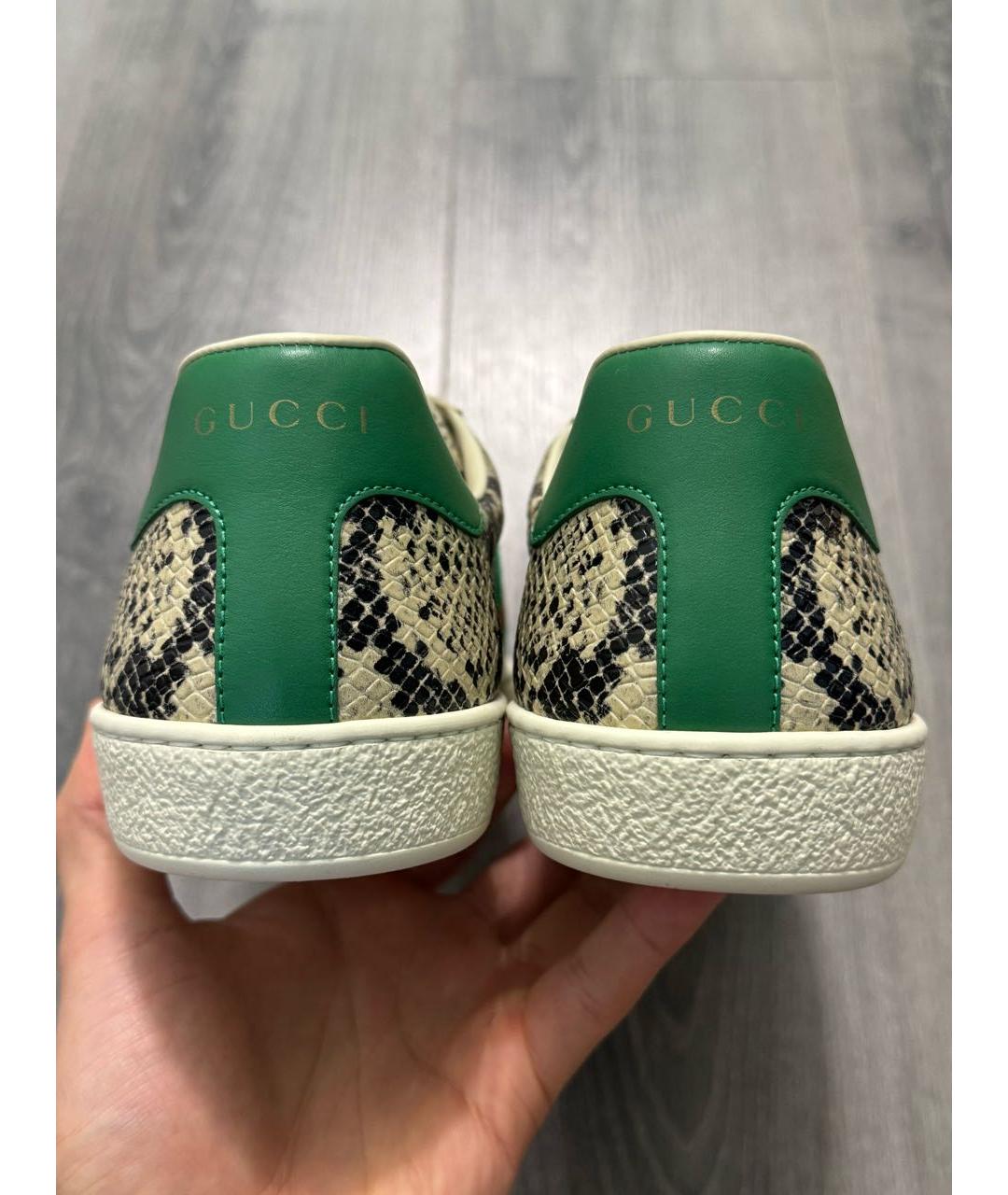 GUCCI Бежевые кожаные низкие кроссовки / кеды, фото 4