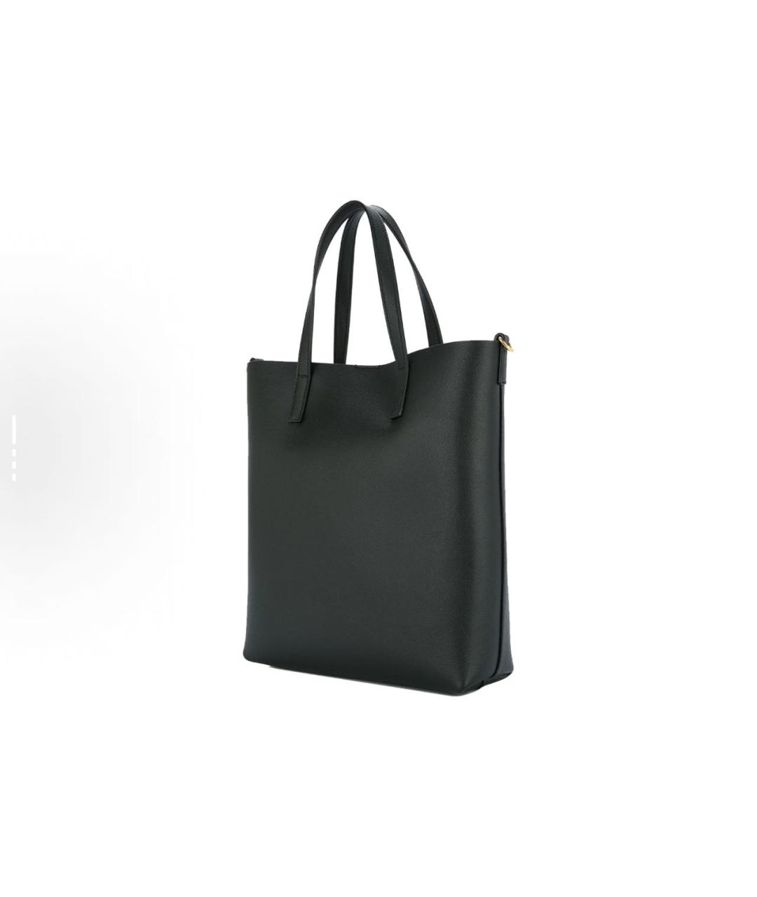 SAINT LAURENT Черная кожаная сумка тоут, фото 2