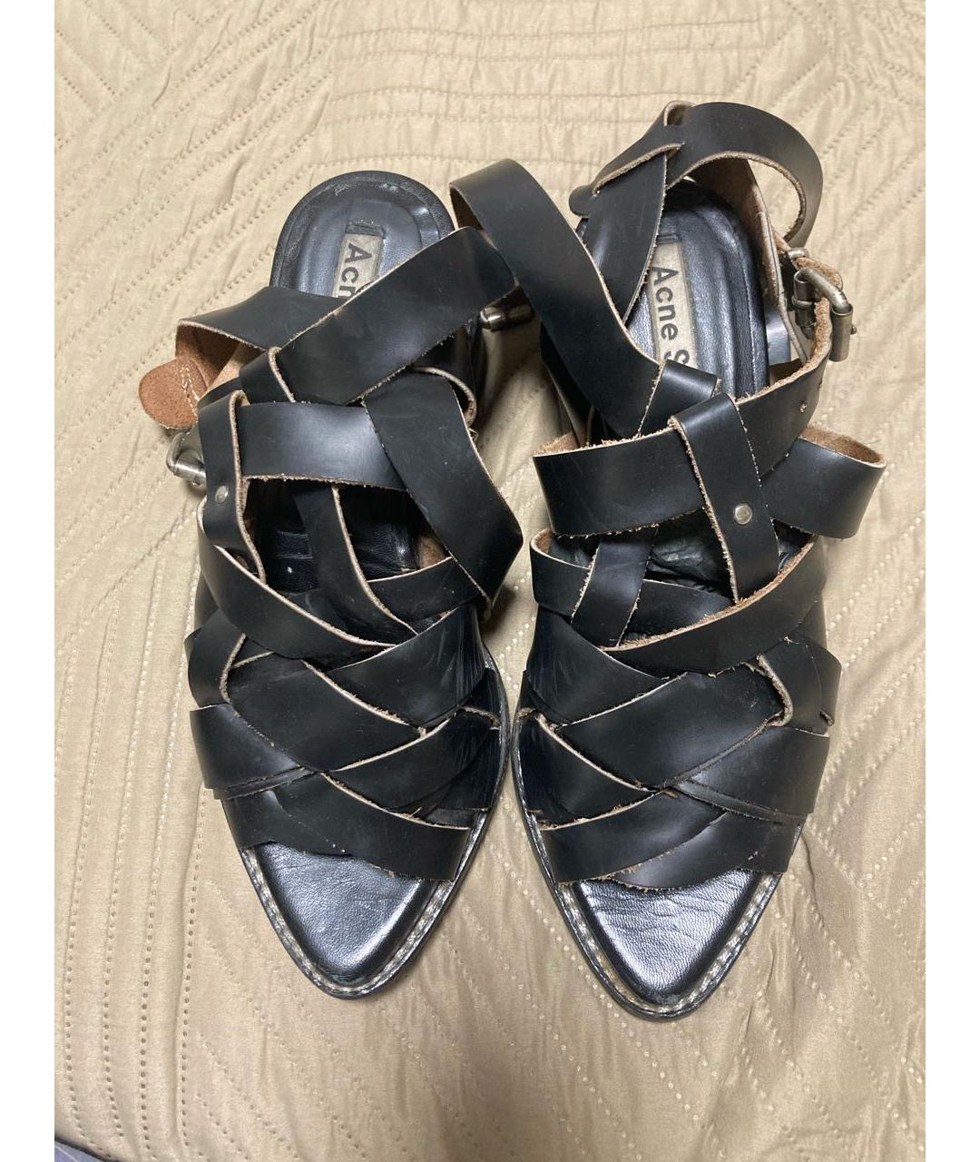ACNE STUDIOS Черные кожаные сандалии, фото 3