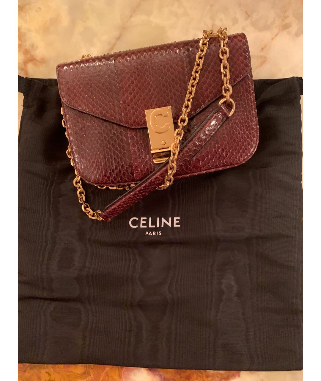 CELINE Коричневая сумка через плечо из экзотической кожи, фото 3