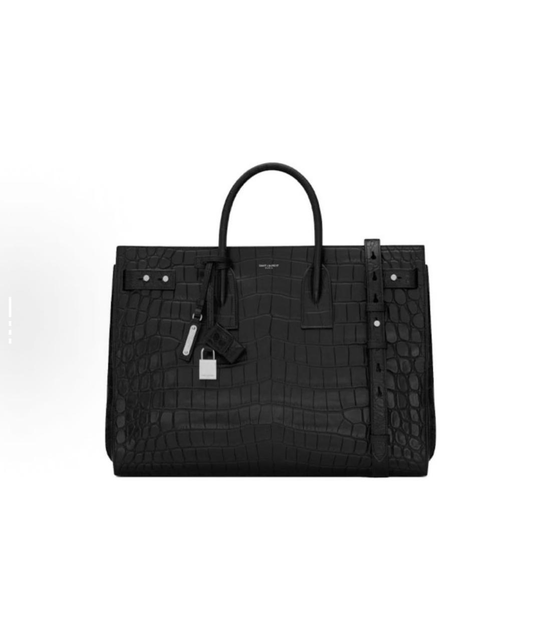 SAINT LAURENT Черная кожаная сумка тоут, фото 7
