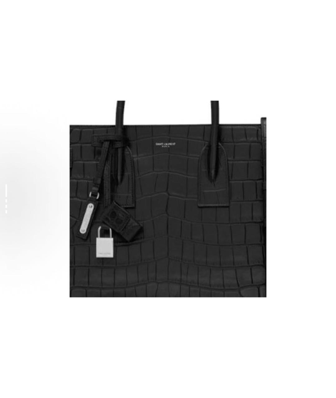 SAINT LAURENT Черная кожаная сумка тоут, фото 5