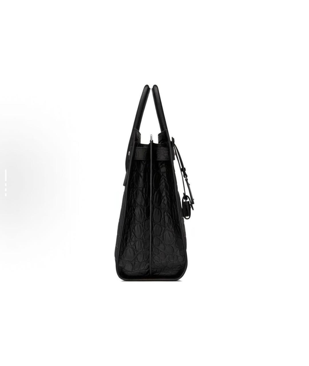 SAINT LAURENT Черная кожаная сумка тоут, фото 2
