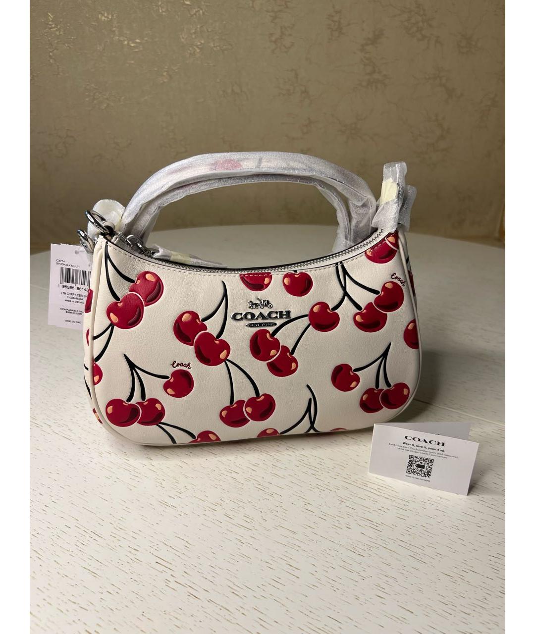 COACH Белая кожаная сумка через плечо, фото 2