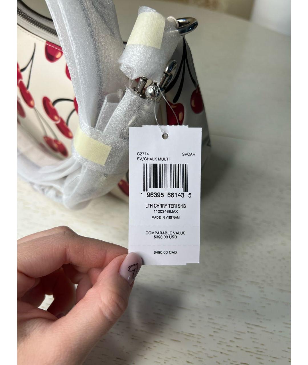 COACH Белая кожаная сумка через плечо, фото 5