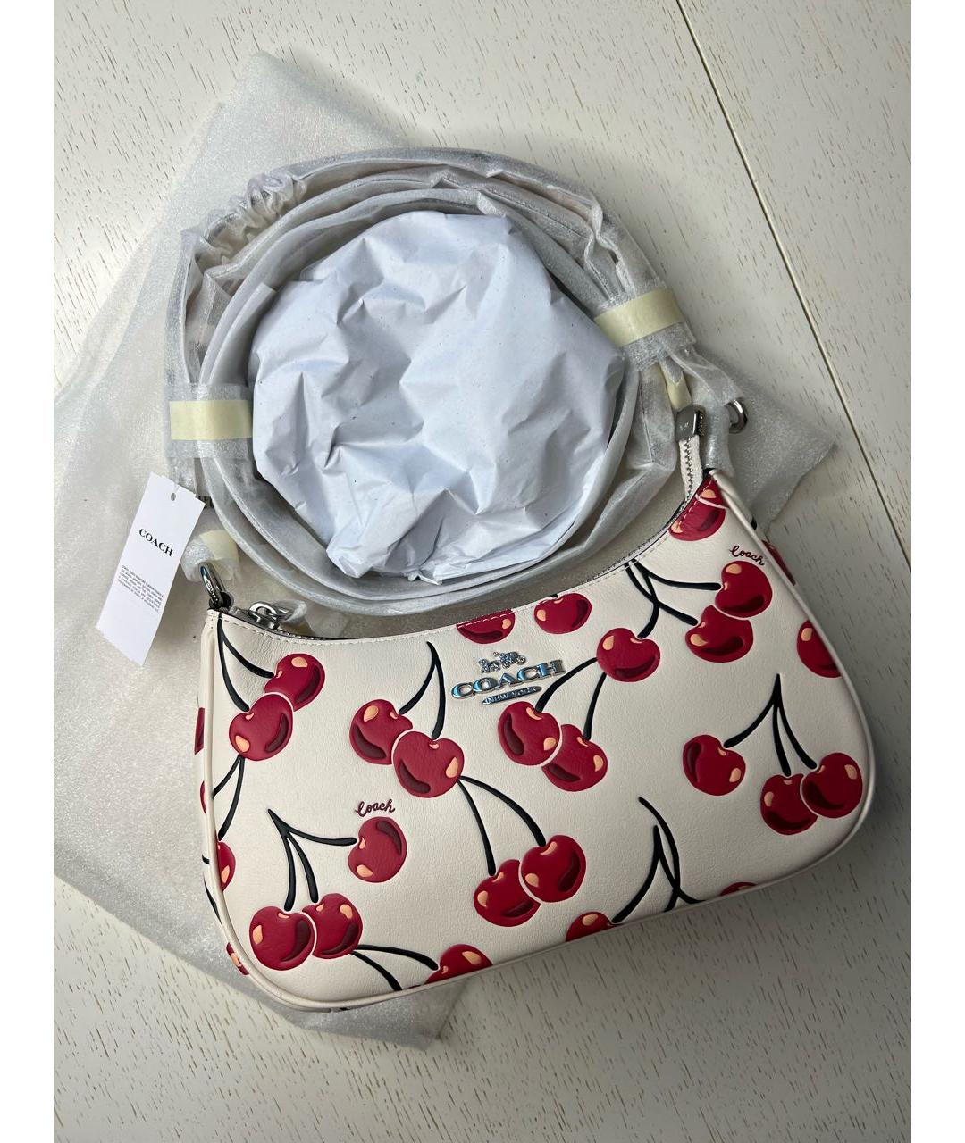 COACH Белая кожаная сумка через плечо, фото 7