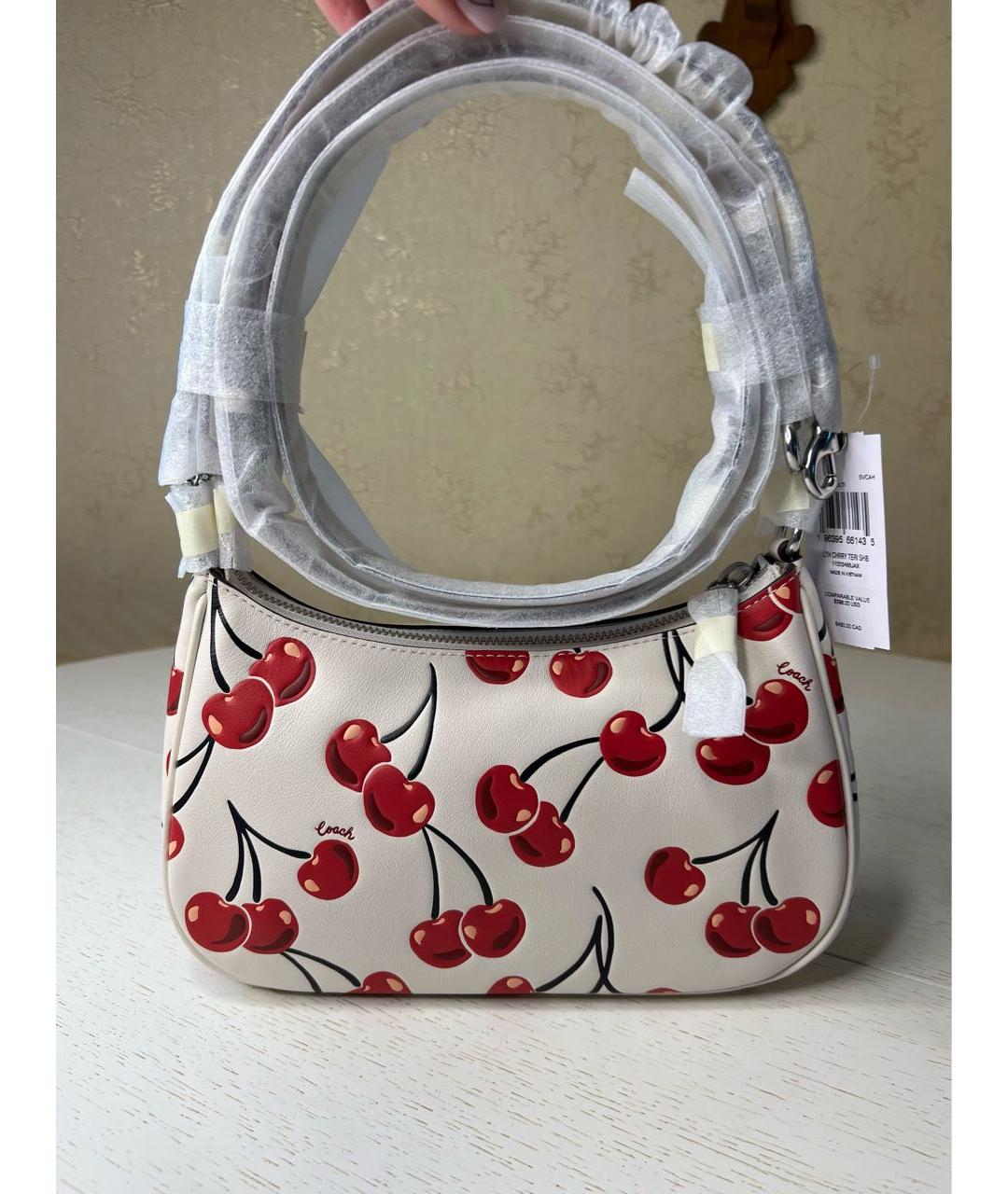 COACH Белая кожаная сумка через плечо, фото 3