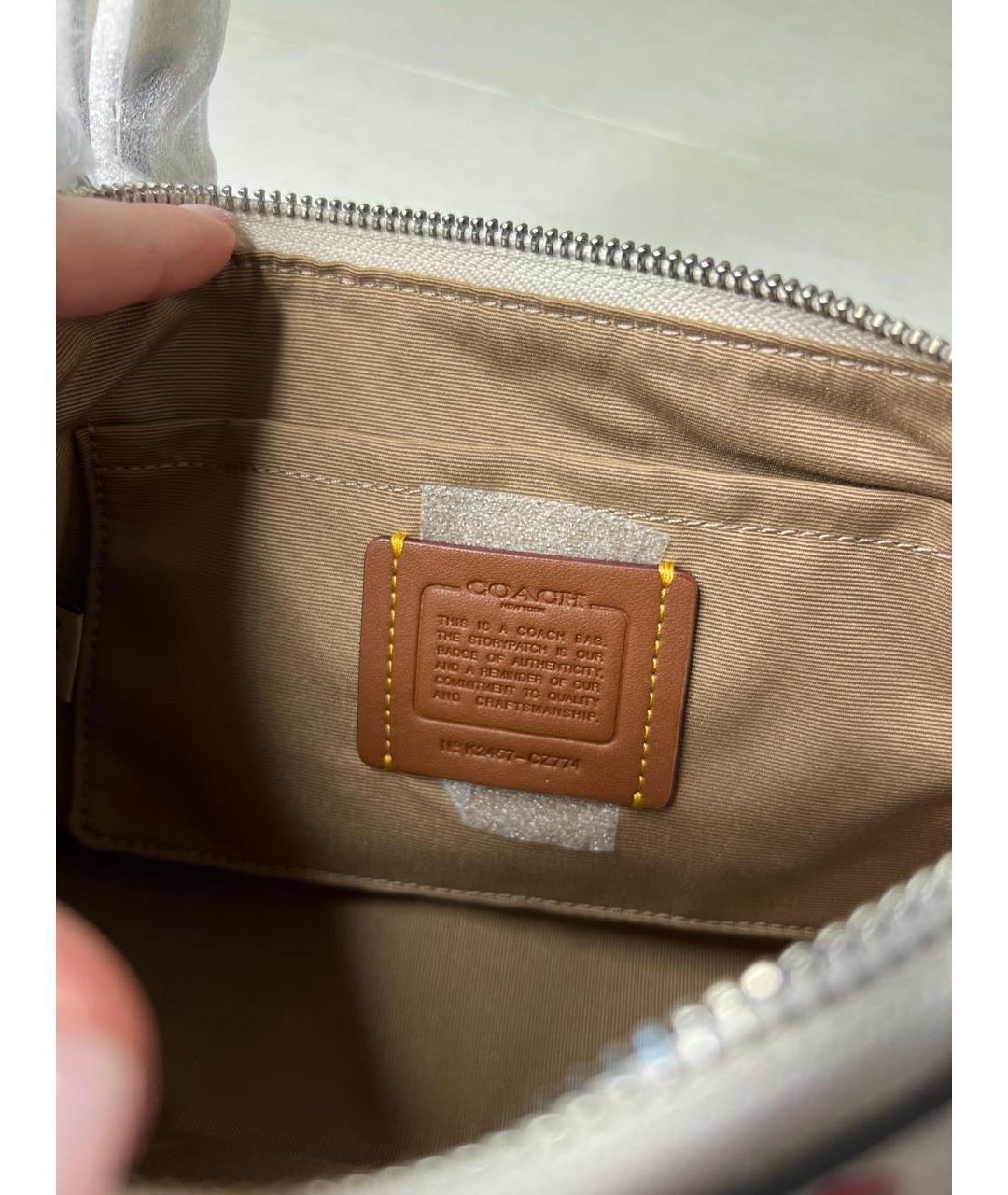 COACH Белая кожаная сумка через плечо, фото 4