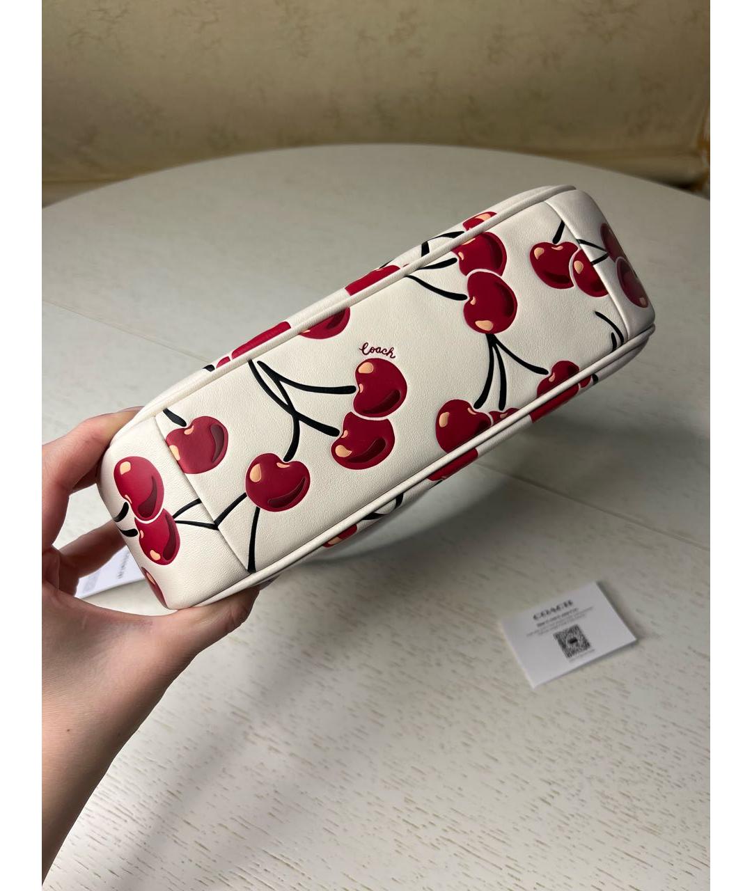 COACH Белая кожаная сумка через плечо, фото 6