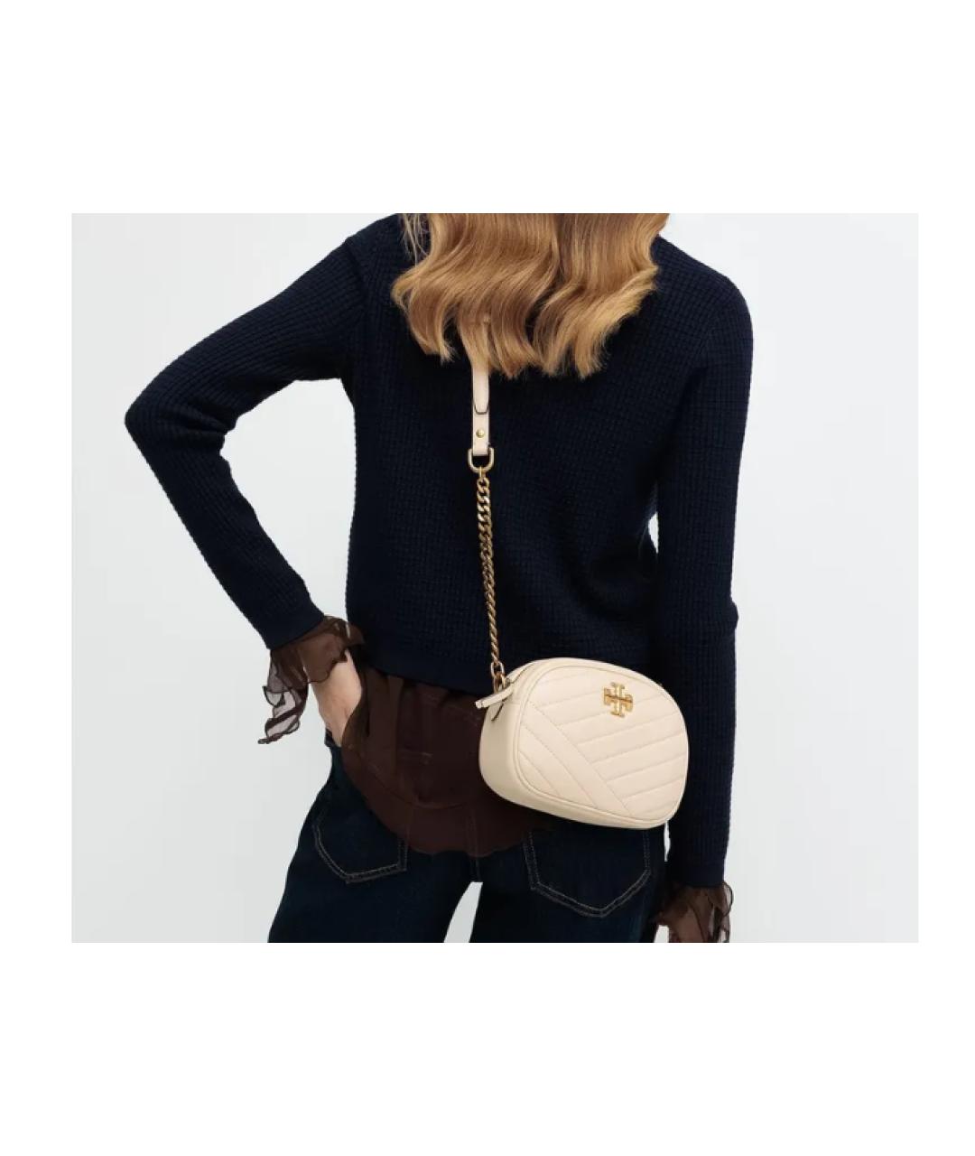 TORY BURCH Бежевая кожаная сумка через плечо, фото 3