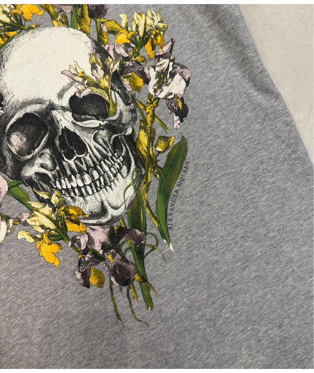 ALEXANDER MCQUEEN Серая хлопковая футболка, фото 4