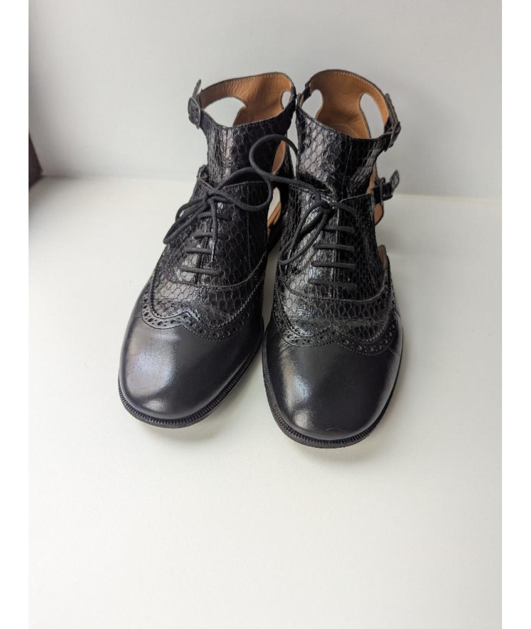 MAISON MARGIELA Черные кожаные ботинки, фото 3
