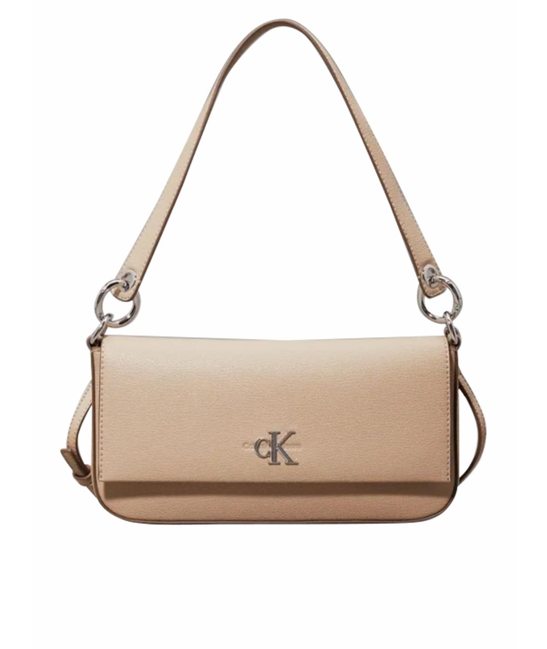 CALVIN KLEIN Коричневая кожаная сумка через плечо, фото 1