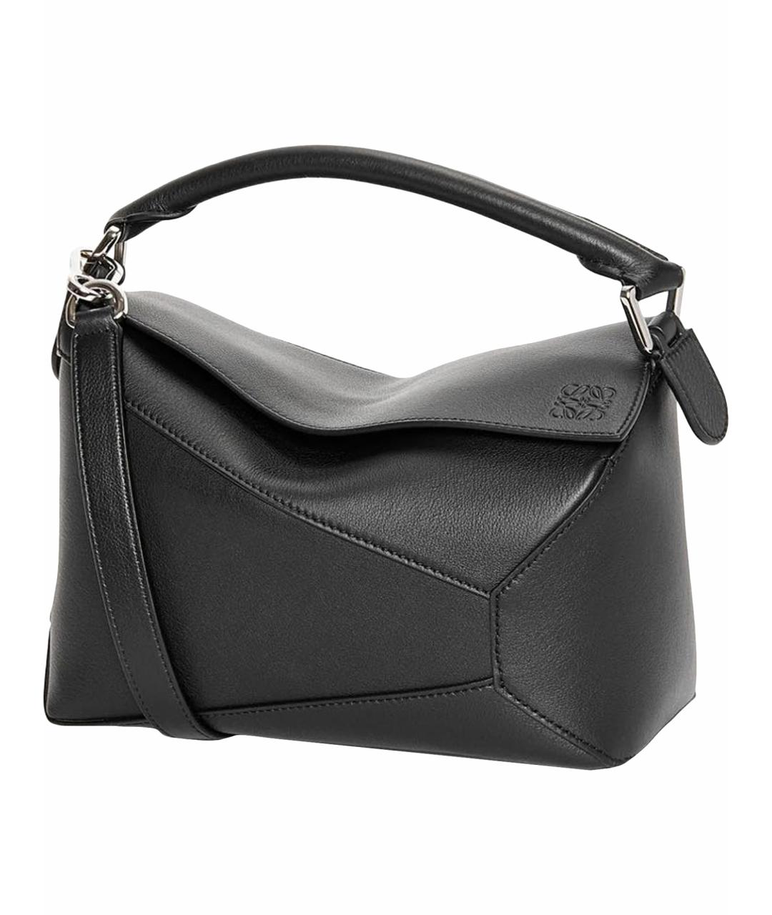 LOEWE Антрацитовая кожаная сумка с короткими ручками, фото 1