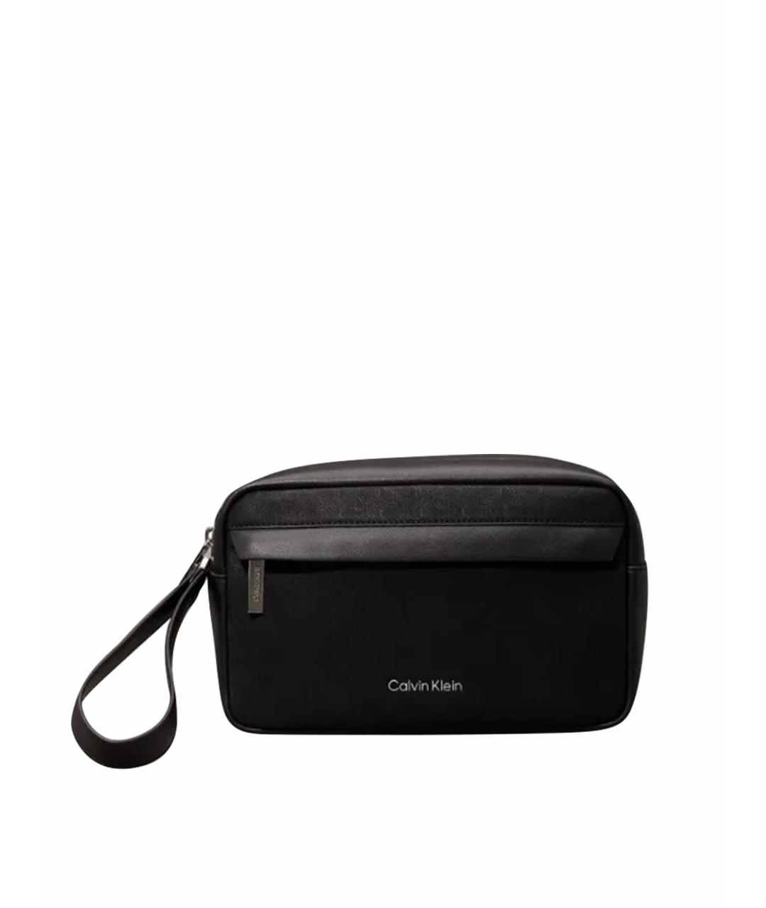 CALVIN KLEIN Черная кожаная барсетка, фото 1