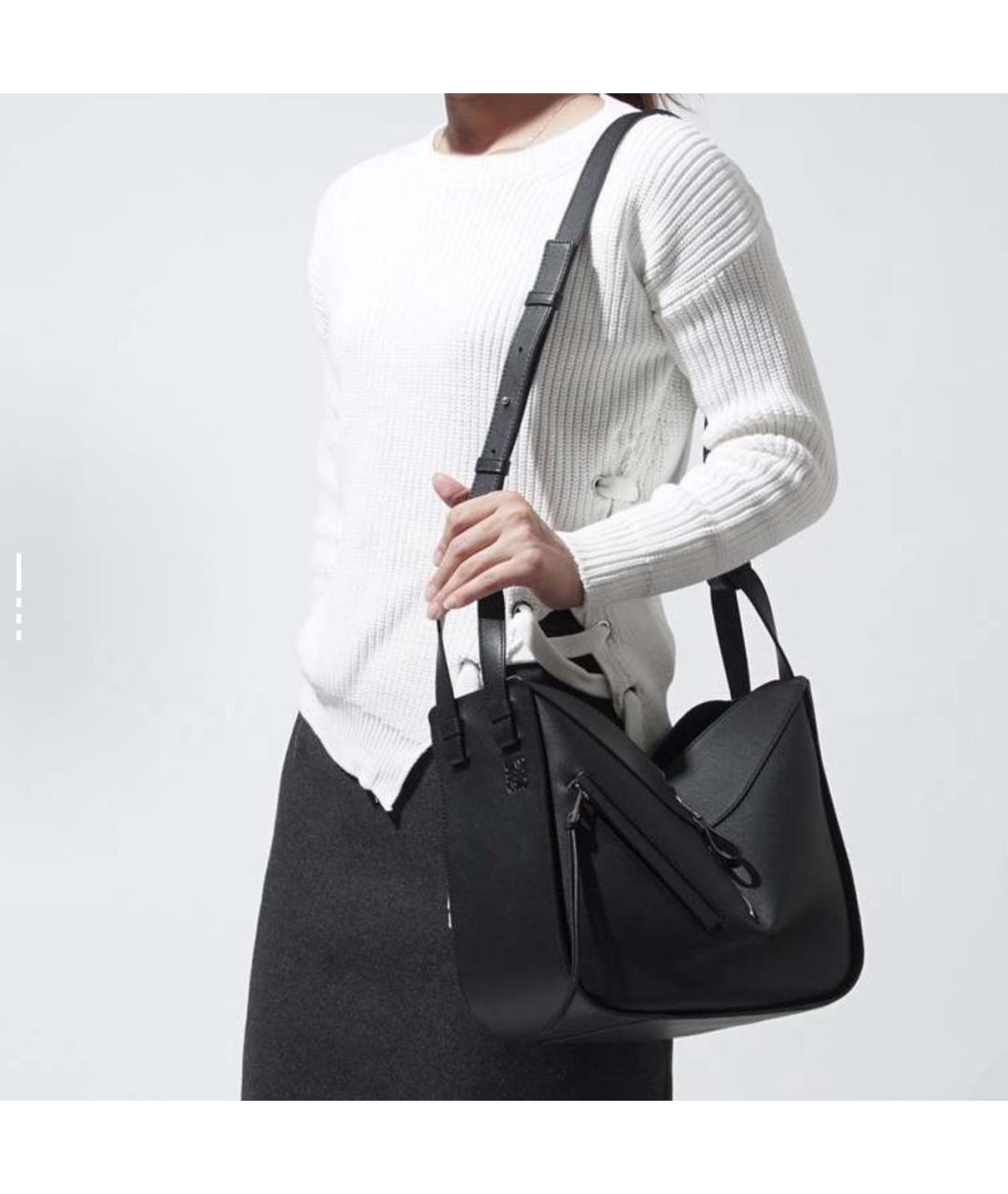 LOEWE Черная кожаная сумка тоут, фото 6