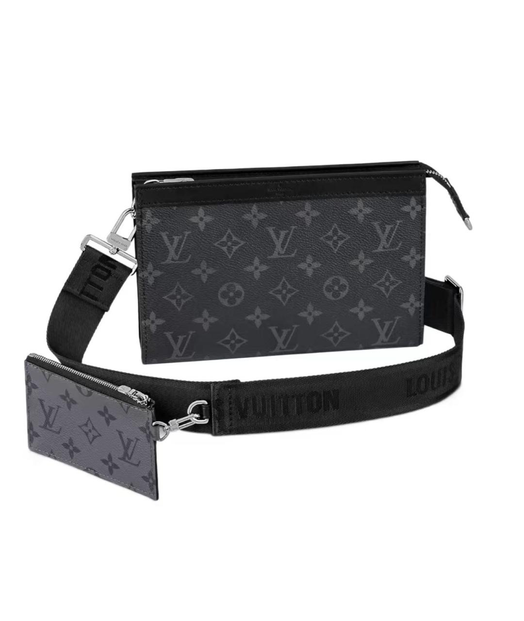 LOUIS VUITTON Черная кожаная сумка на плечо, фото 5