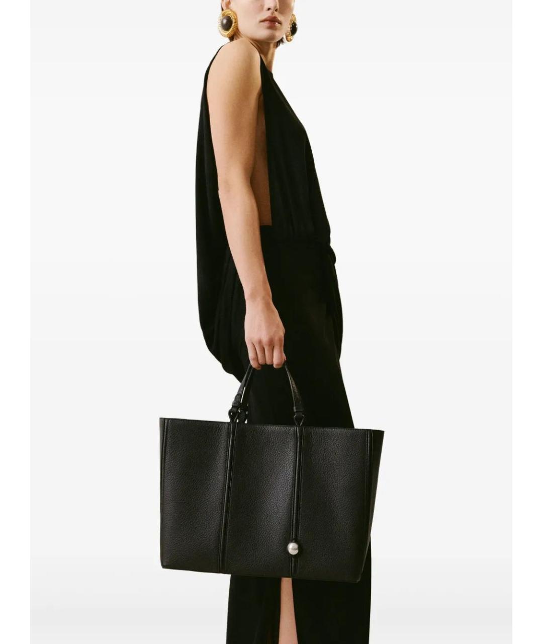 JACQUEMUS Черная кожаная сумка тоут, фото 3
