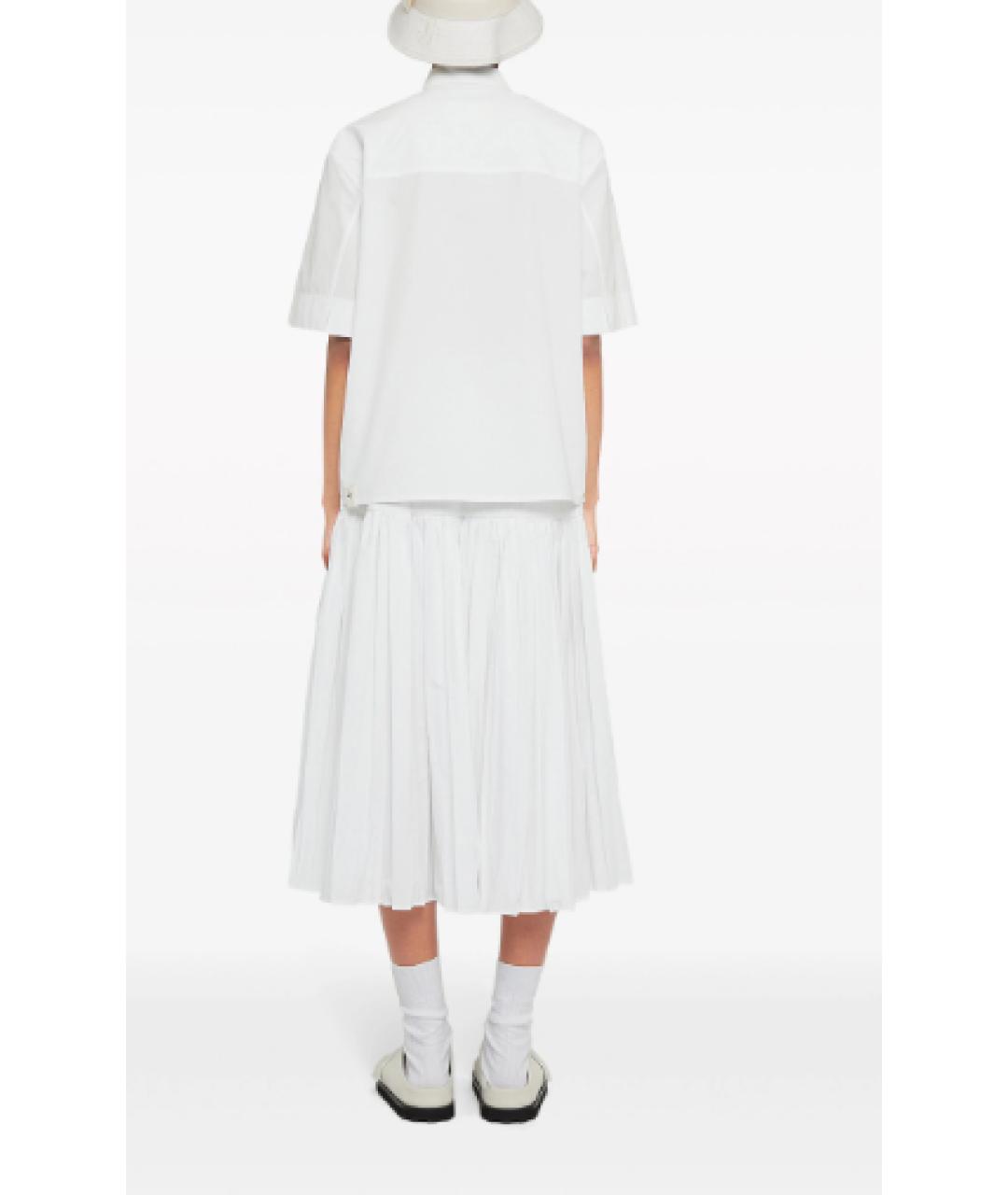 JIL SANDER Белая хлопковая юбка миди, фото 3