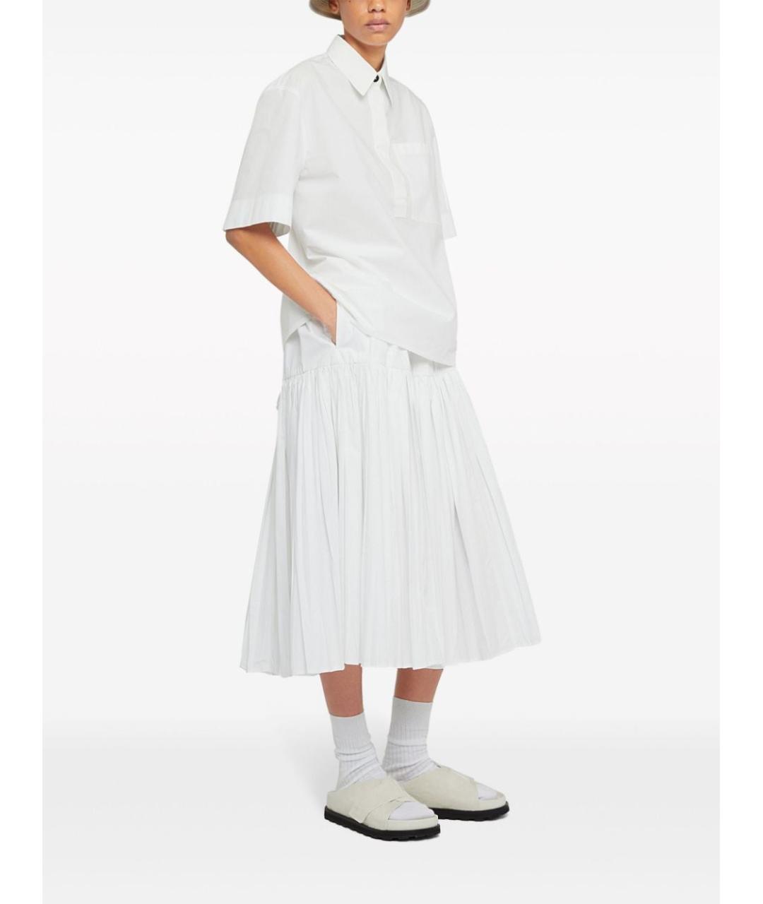 JIL SANDER Белая хлопковая юбка миди, фото 2