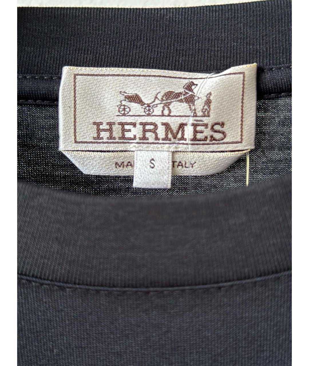 HERMES Черная хлопковая футболка, фото 3