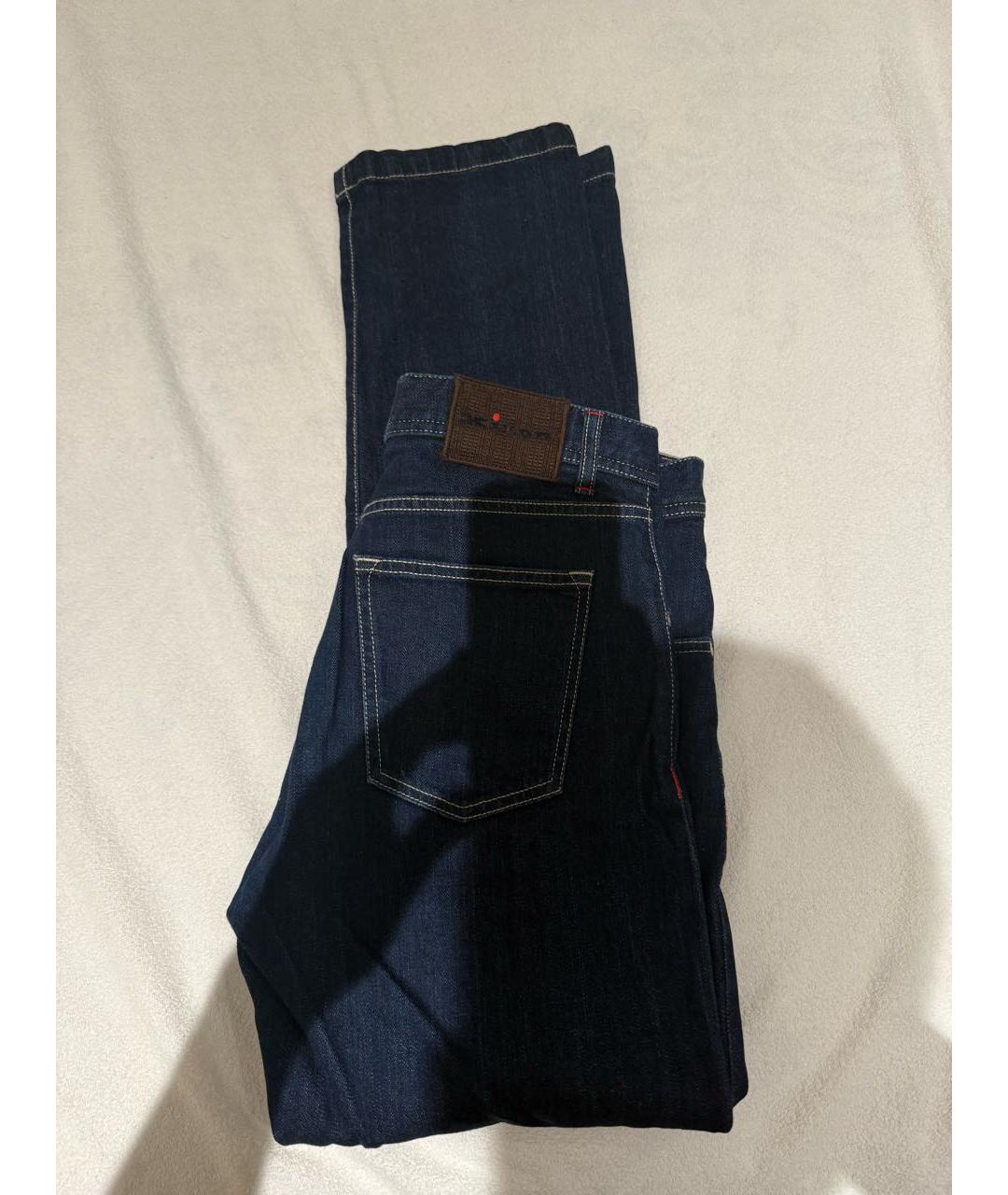 KITON Темно-синие хлопковые прямые джинсы, фото 5