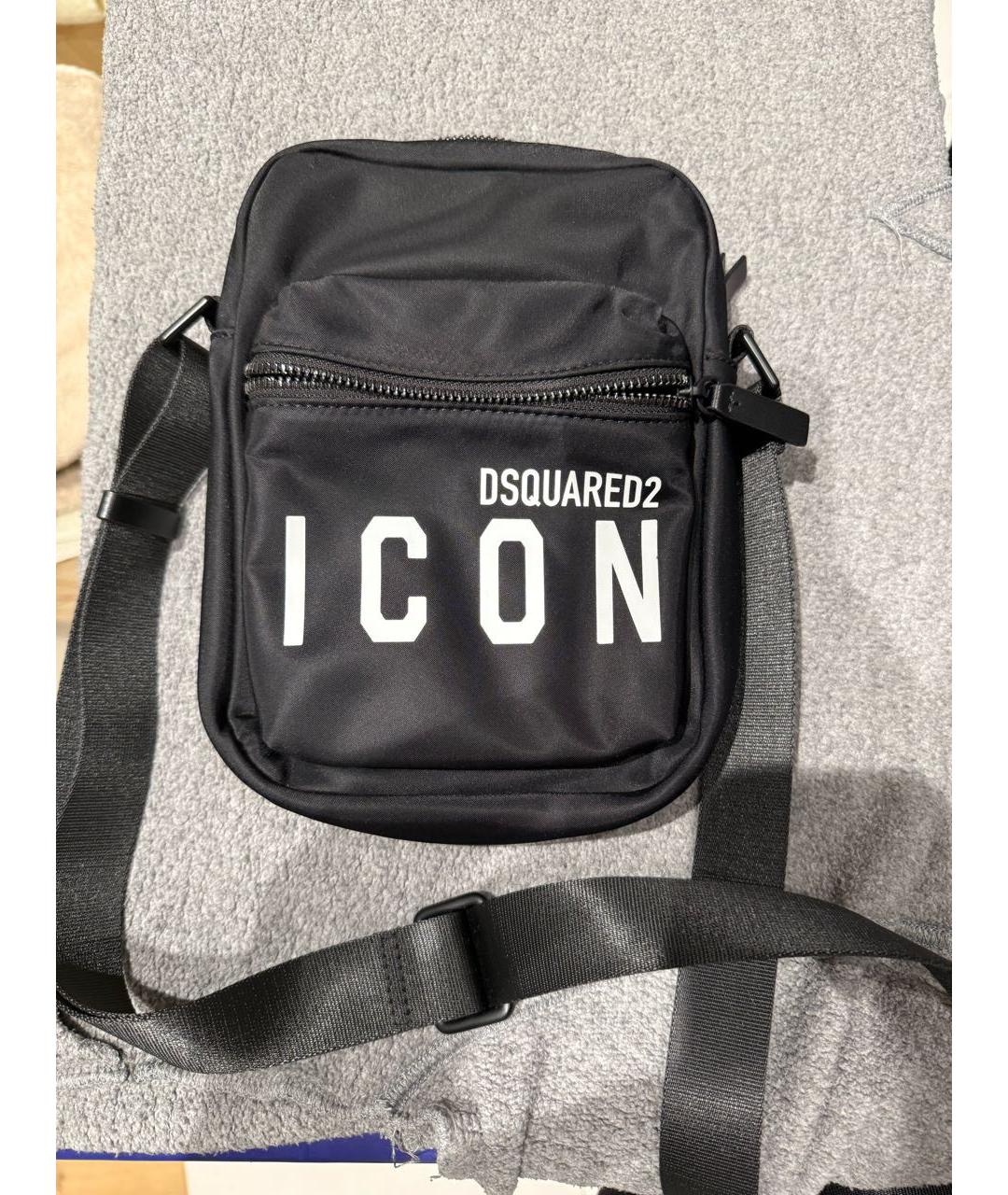 DSQUARED2 Черная синтетическая сумка на плечо, фото 5