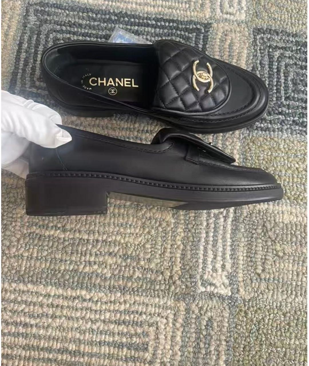 CHANEL Черные кожаные лоферы, фото 3