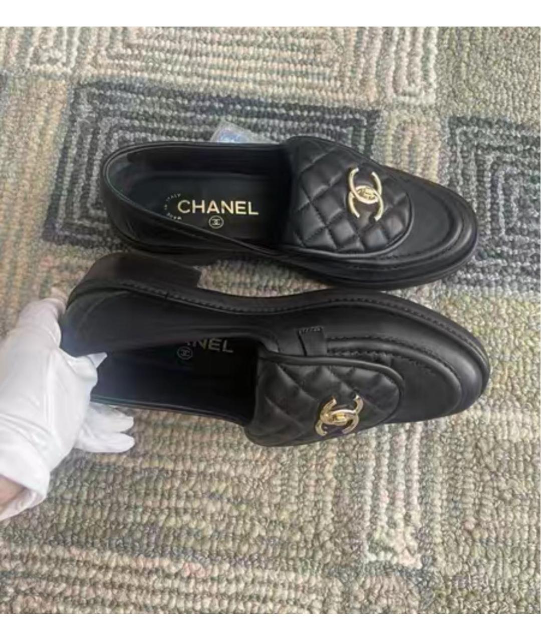 CHANEL Черные кожаные лоферы, фото 2