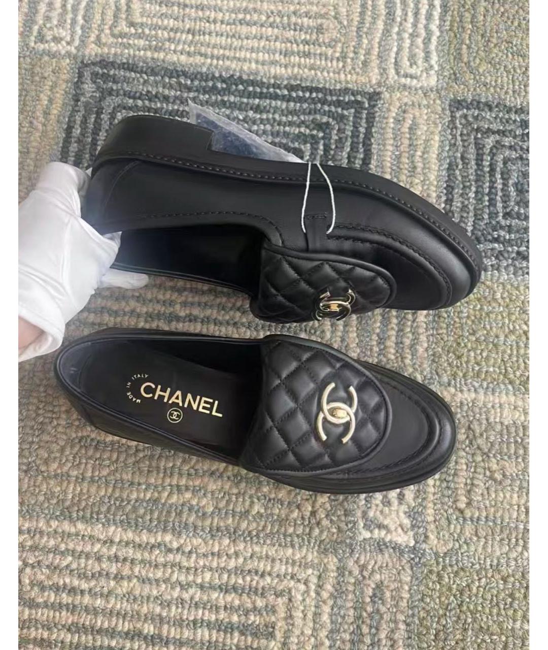 CHANEL Черные кожаные лоферы, фото 5
