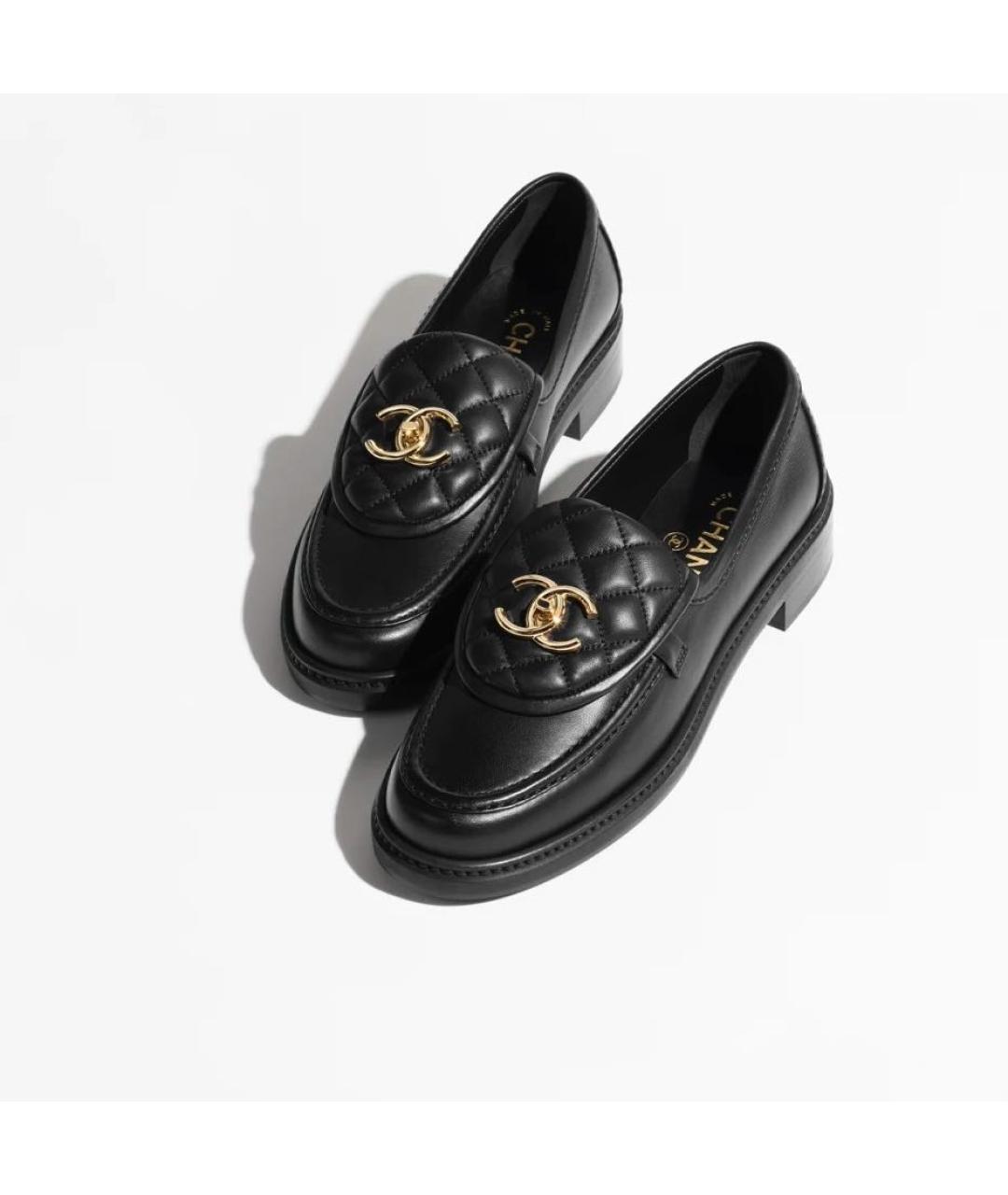 CHANEL Черные кожаные лоферы, фото 9