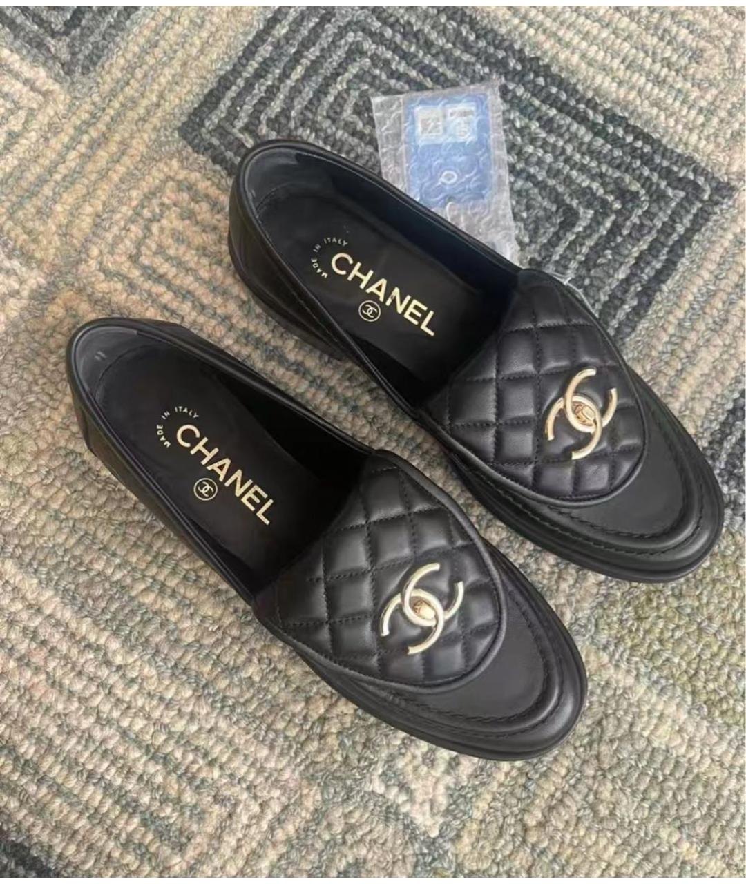 CHANEL Черные кожаные лоферы, фото 4