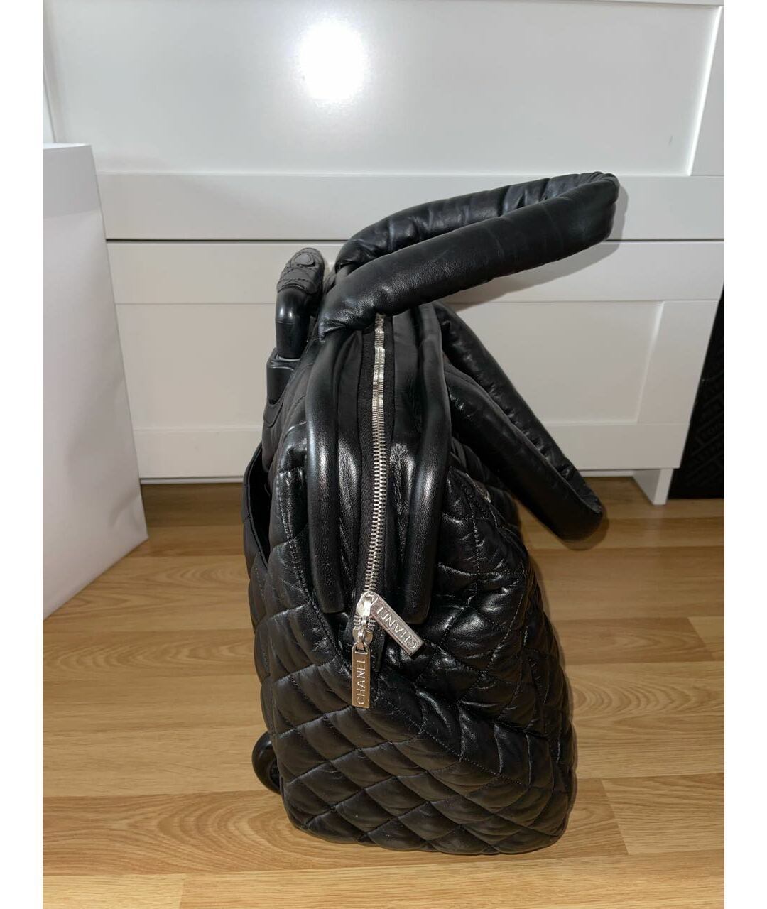 CHANEL PRE-OWNED Черная кожаная дорожная/спортивная сумка, фото 8