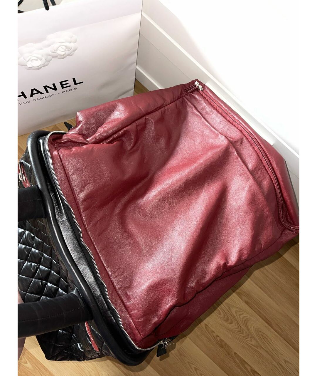 CHANEL PRE-OWNED Черная кожаная дорожная/спортивная сумка, фото 5