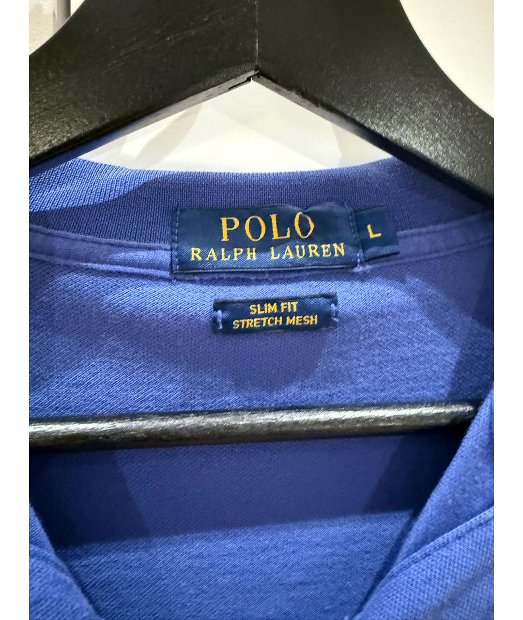 POLO RALPH LAUREN Синее хлопковое поло с коротким рукавом, фото 2