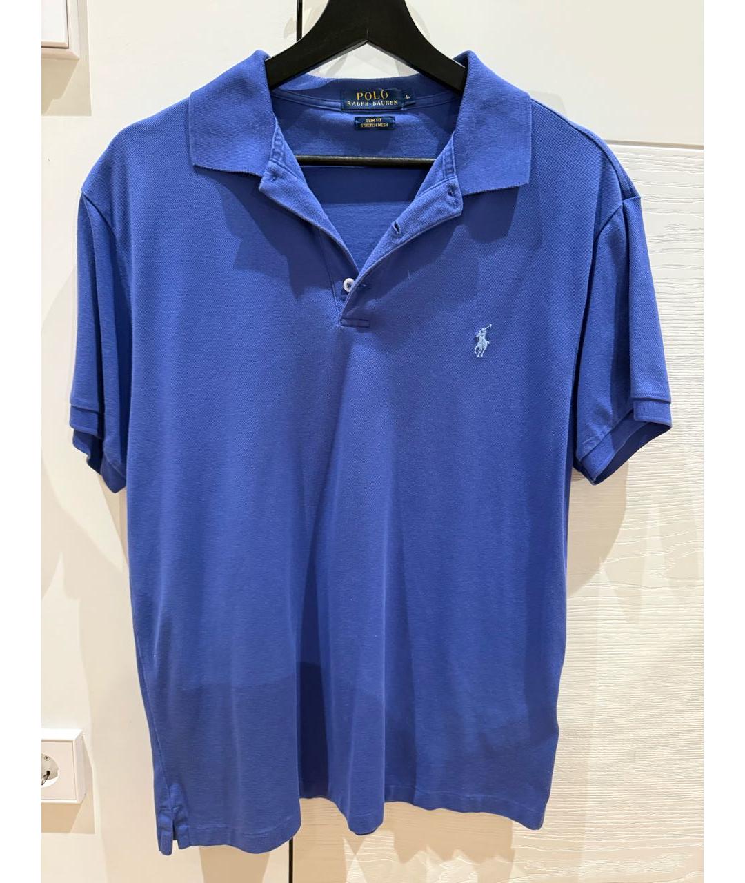 POLO RALPH LAUREN Синее хлопковое поло с коротким рукавом, фото 4