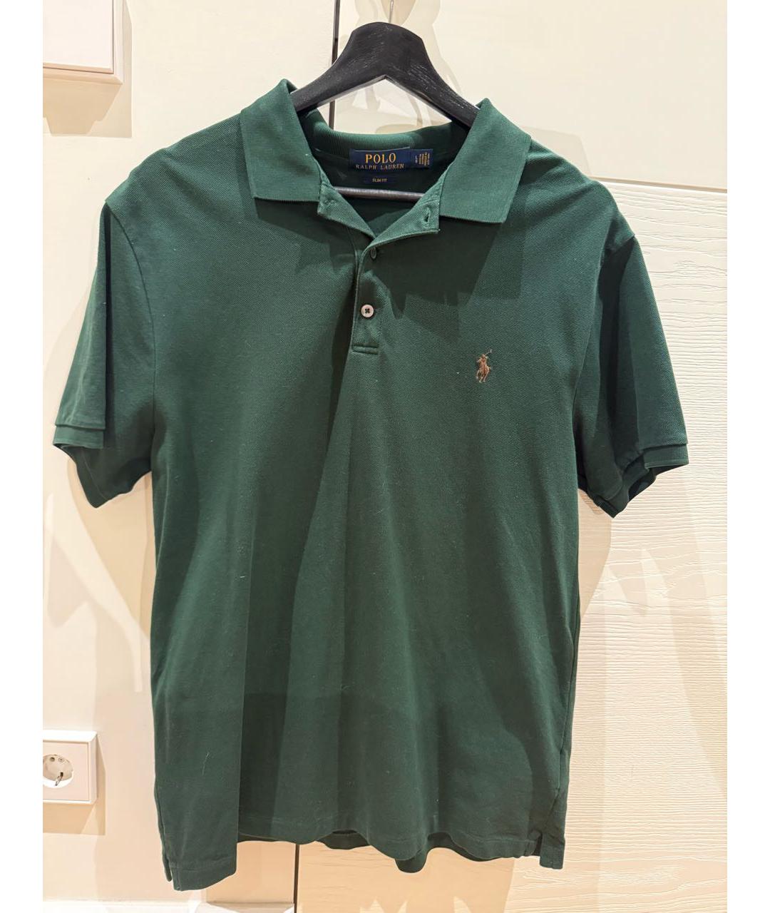 POLO RALPH LAUREN Зеленые хлопковое поло с коротким рукавом, фото 4